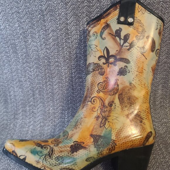 RainBops by Bee Hive Cowboy boot style rain boots size 9 women's - Picture 8 of 10